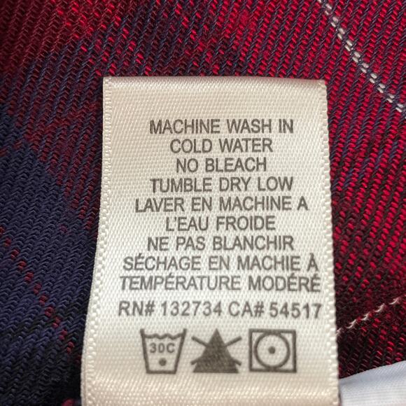 ANTHRO CLOTH & STONE Red Blue Plaid Flannel V-neck Long Sleeve Top Shirt XS - Picture 10 of 12